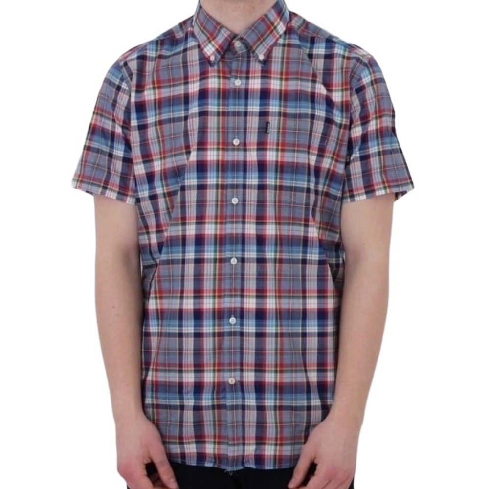 Barbour Gerald Shirt Mens Medium Short Sleeve Tailored Fit Button Down Plaid